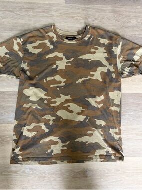 PacSun Camo Distressed Tee Boxy Fit XL Streetwear T-Shirt